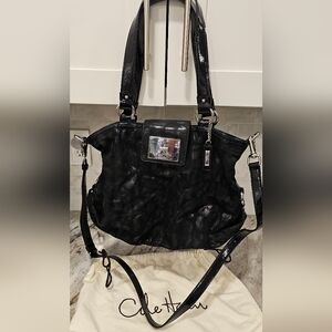 Cole Haan Capeton Devin Black Leather Leopard Print & Patent Leather Trim